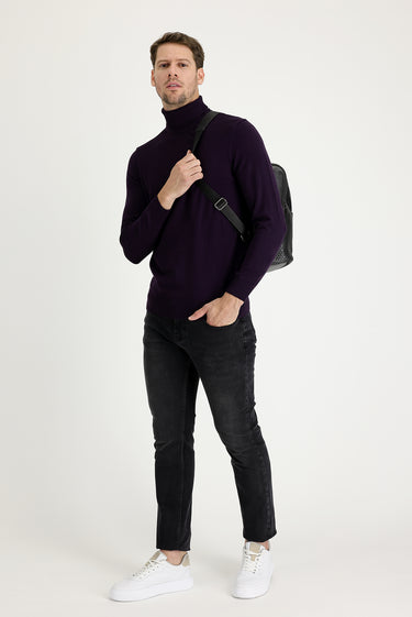 Siyah Slim Fit Dar Kesim Likralı Denim Pantolon