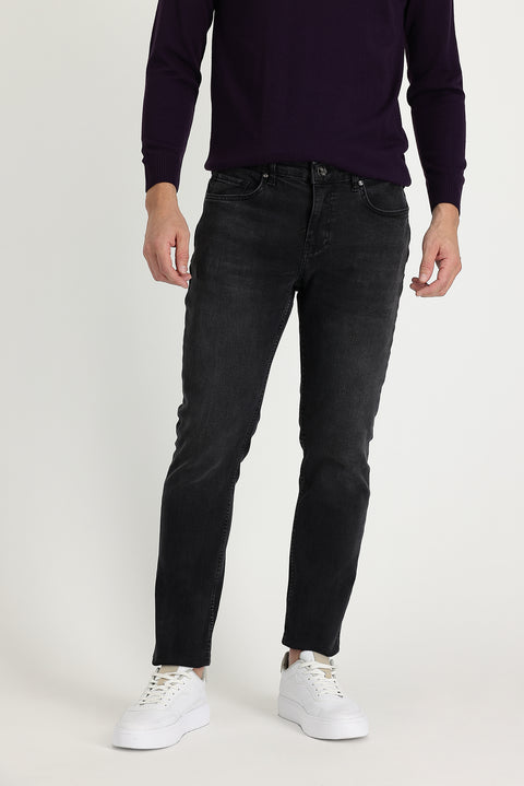 Siyah 7 Drop Slim Fit Dar Kesim Likralı Denim Pantolon