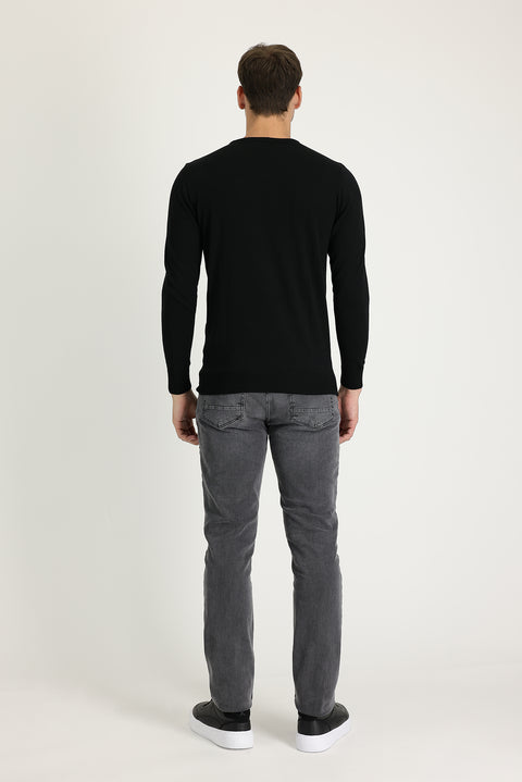 Orta Gri 7 Drop Slim Fit Dar Kesim Likralı Denim Pantolon