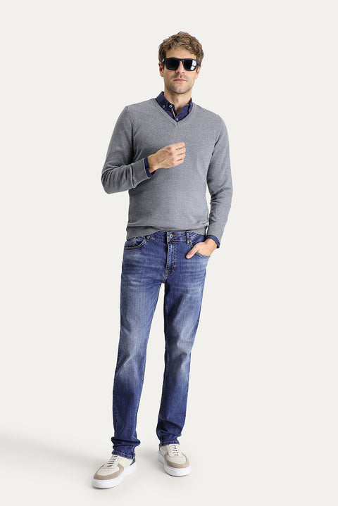 Koyu Mavi  Super Slim Fit Eksra Dar Kesim Likralı Denim Pantolon