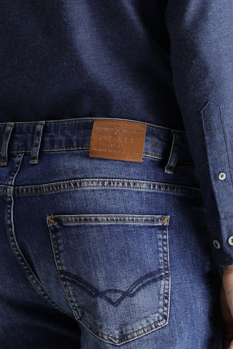 Koyu Mavi  Super Slim Fit Eksra Dar Kesim Likralı Denim Pantolon