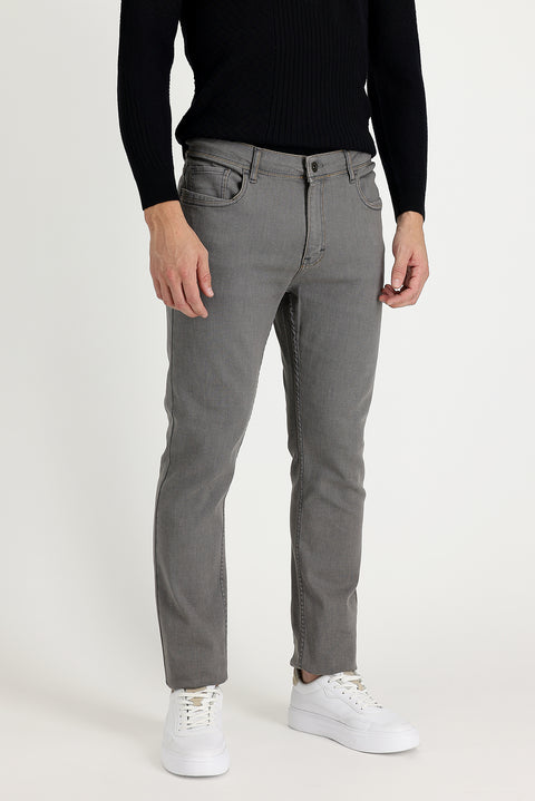 Orta Gri Super Slim Fit Eksra Dar Kesim Likralı Denim Pantolon