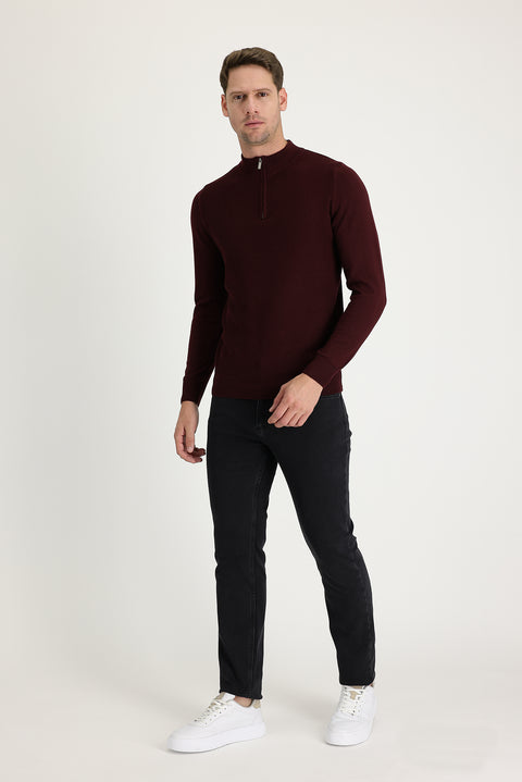 Siyah 6 Drop Regular Fit Standart Kesim Likralı Denim Pantolon