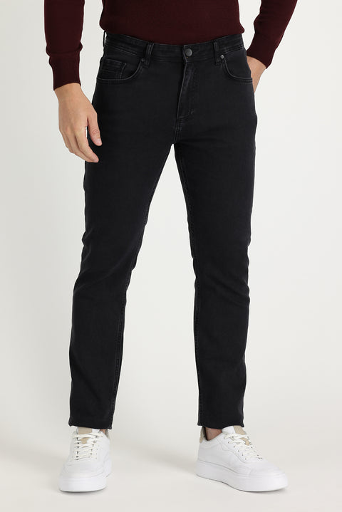 Siyah 6 Drop Regular Fit Standart Kesim Likralı Denim Pantolon