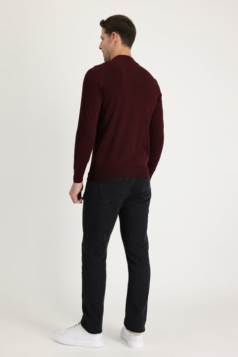 Siyah 6 Drop Regular Fit Standart Kesim Likralı Denim Pantolon