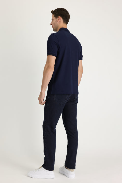 Koyu Lacivert Regular Fit Standart Kesim Likralı Denim Pantolon