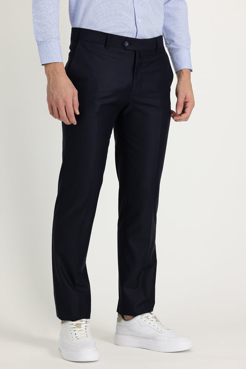 Koyu Lacivert 7 Drop Slim Fit Dar Kesim Klasik Kumaş Pantolon