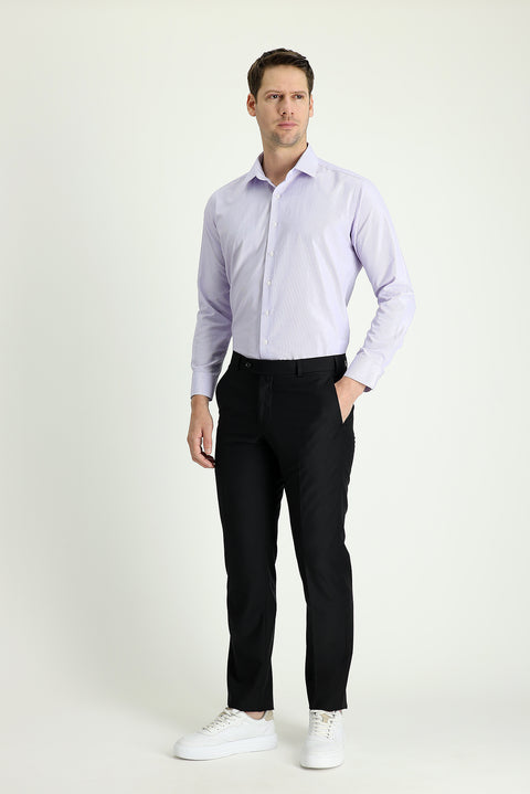 Siyah 6 Drop Regular Fit Standart Kesim Klasik Kumaş Pantolon