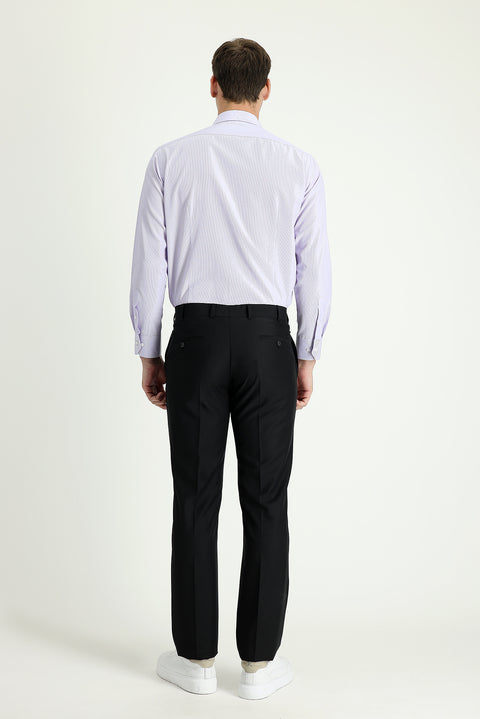 Siyah 6 Drop Regular Fit Standart Kesim Klasik Kumaş Pantolon