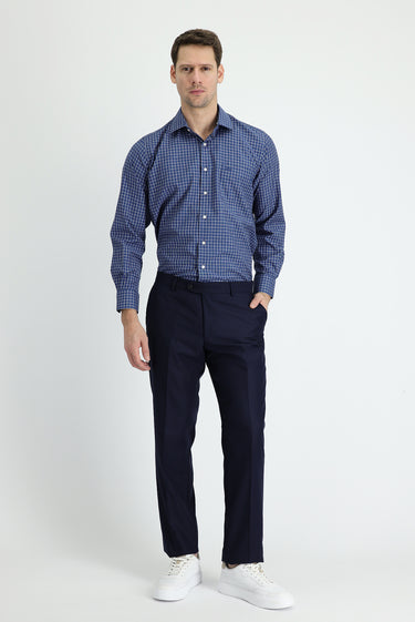  Koyu Lacivert Slim Fit Dar Kesim Klasik Kumaş Pantolon