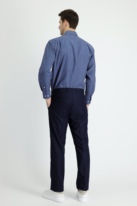 Koyu Lacivert 7 Drop Slim Fit Dar Kesim Klasik Kumaş Pantolon