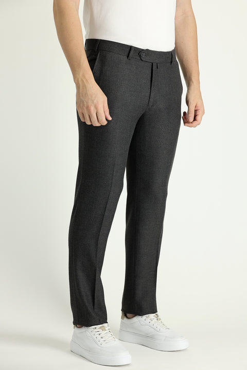 Medium Anthracite 6 Drop Regular Fit Standard Cut Lycra Classic Fabric Trousers