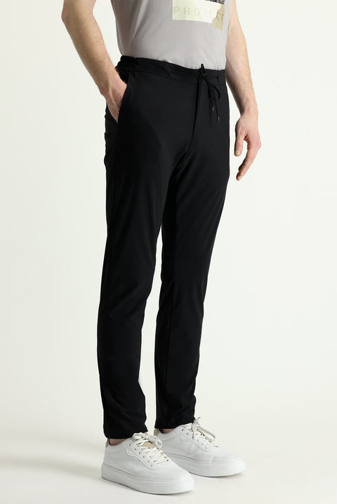 Siyah 7 Drop Slim Fit Dar Kesim Techno-Line Jogger Pantolon