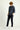 Koyu Lacivert Techno-Line Slim Fit Dar Kesim Beli Lastikli İpli Likralı Klasik Kumaş Pantolon