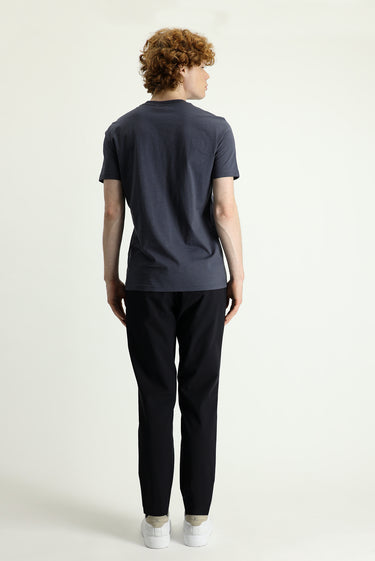 Siyah Techno-Line Slim Fit Dar Kesim Beli Lastikli İpli Likralı Kumaş Pantolon