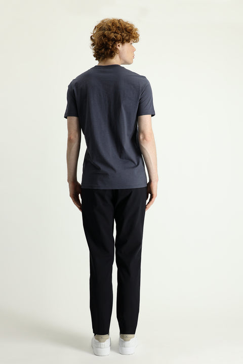 Siyah Techno-Line 7 Drop Slim Fit Dar Kesim Beli Lastikli İpli Likralı Kumaş Pantolon