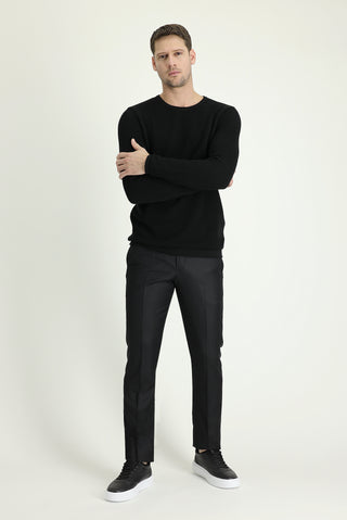  Siyah 6 Drop Regular Fit Standart Kesim Klasik Desenli Kumaş Pantolon