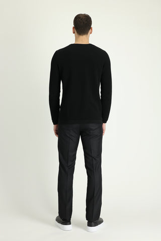  Siyah 6 Drop Regular Fit Standart Kesim Klasik Desenli Kumaş Pantolon
