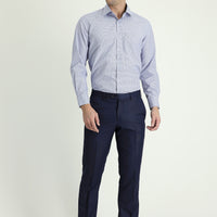 Koyu Lacivert 4 Drop Relaxed Fit Rahat Kesim Klasik Desenli Kumaş Pantolon