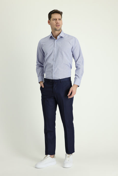 Koyu Lacivert 6 Drop Regular Fit Standart Kesim Klasik Kumaş Pantolon