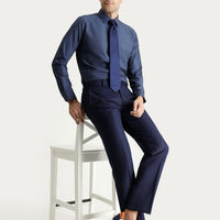 Dark Navy 4 Drop Relaxed Fit Classic Fabric Trousers