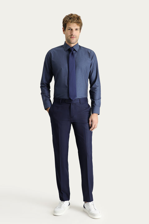 Koyu Lacivert 4 Drop Relaxed Fit Rahat Kesim Klasik Kumaş Pantolon
