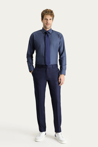  Koyu Lacivert 7 Drop Slim Fit Dar Kesim Klasik Kumaş Pantolon