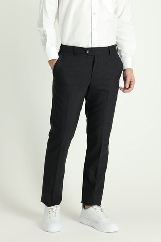  Koyu Antrasit Slim Fit Dar Kesim Yünlü Klasik Kumaş Pantolon