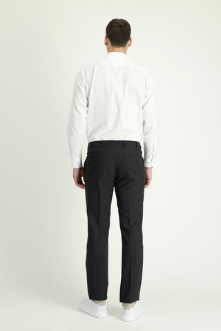  Koyu Antrasit Slim Fit Dar Kesim Yünlü Klasik Kumaş Pantolon