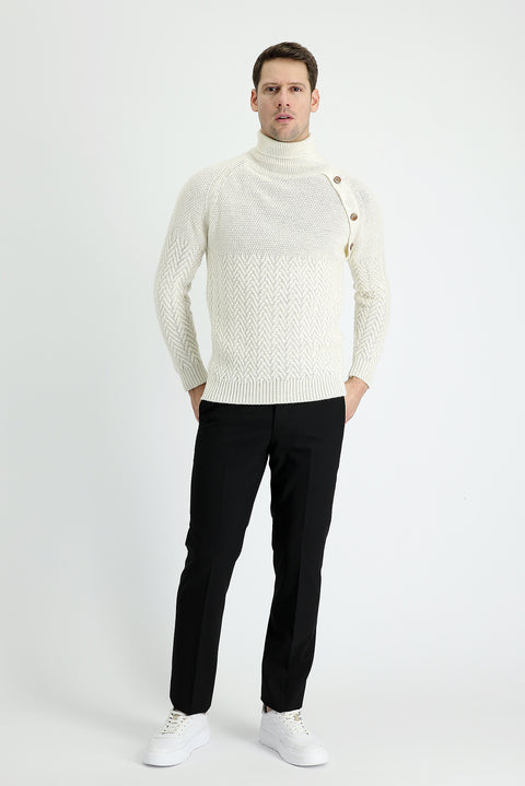 Siyah 4 Drop Relaxed Fit Rahat Kesim Yünlü Klasik Kumaş Pantolon