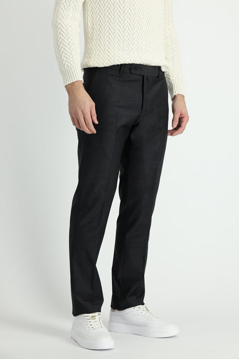 Koyu Antrasit 4 Drop Relaxed Fit Rahat Kesim Yünlü Klasik Kumaş Pantolon