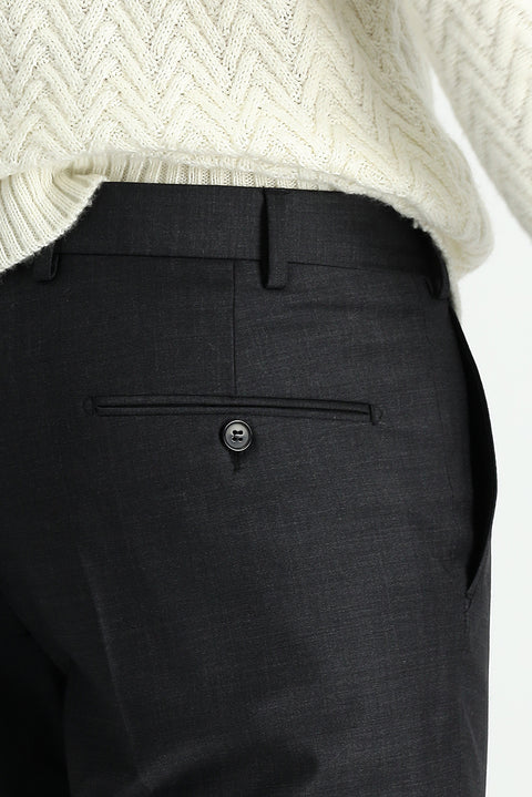 Koyu Antrasit 4 Drop Relaxed Fit Rahat Kesim Yünlü Klasik Kumaş Pantolon