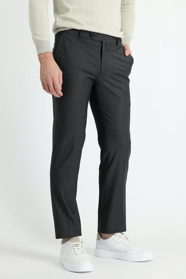 Orta Antrasit Slim Fit Dar Kesim Yünlü Klasik Kumaş Pantolon