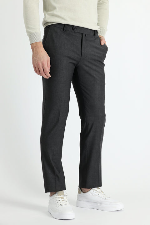Orta Antrasit 7 Drop Slim Fit Dar Kesim Yünlü Klasik Kumaş Pantolon