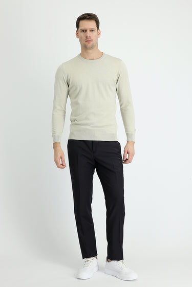  Siyah Lacivert Slim Fit Dar Kesim Yünlü Klasik Kumaş Pantolon