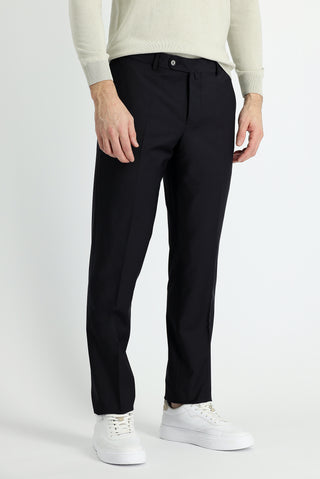  Siyah Lacivert Slim Fit Dar Kesim Yünlü Klasik Kumaş Pantolon