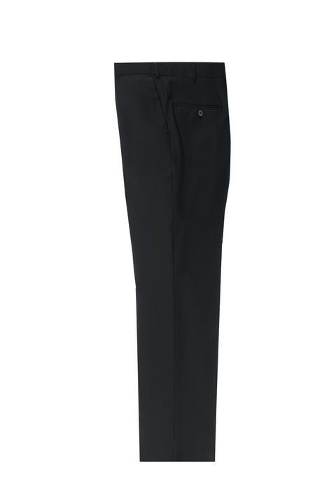 Siyah 7 Drop Slim Fit Dar Kesim Yünlü Klasik Kumaş Pantolon