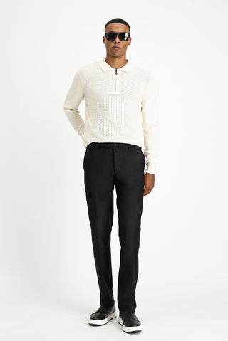  Siyah Slim Fit Dar Kesim Yünlü Klasik Kumaş Pantolon