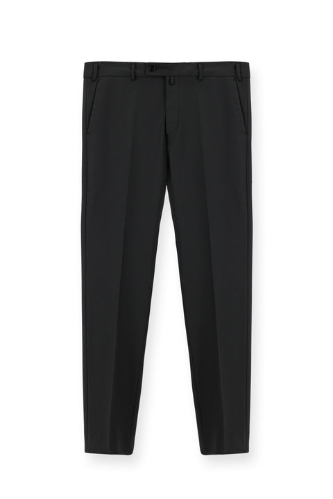 Siyah 7 Drop Slim Fit Dar Kesim Yünlü Klasik Kumaş Pantolon