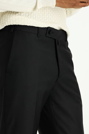 Siyah Slim Fit Dar Kesim Yünlü Klasik Kumaş Pantolon