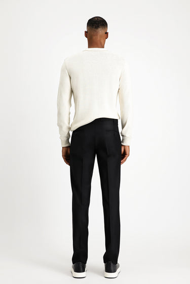 Siyah Slim Fit Dar Kesim Yünlü Klasik Kumaş Pantolon
