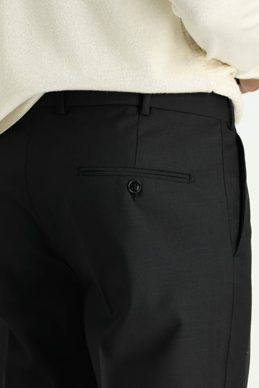 Siyah Slim Fit Dar Kesim Yünlü Klasik Kumaş Pantolon