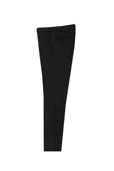 Siyah 4 Drop Relaxed Fit Rahat Kesim Yünlü Klasik Kumaş Pantolon