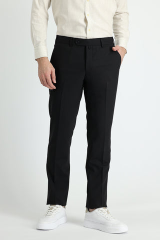  Siyah 4 Drop Relaxed Fit Rahat Kesim Yünlü Klasik Kumaş Pantolon