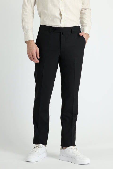 Siyah 6 Drop Regular Fit Standart Kesim Yünlü Klasik Kumaş Pantolon