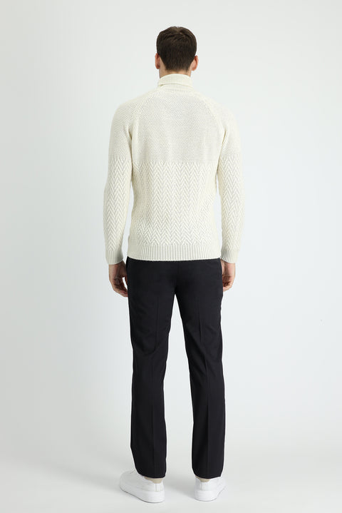 Koyu Antrasit 7 Drop Slim Fit Dar Kesim Yünlü Klasik Kumaş Pantolon