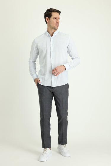  Koyu Antrasit Slim Fit Dar Kesim Yünlü Klasik Kumaş Pantolon