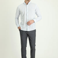 Koyu Antrasit 7 Drop Slim Fit Dar Kesim Yünlü Klasik Kumaş Pantolon