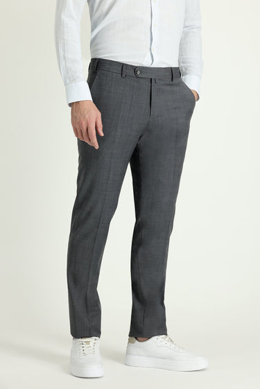  Koyu Antrasit Slim Fit Dar Kesim Yünlü Klasik Kumaş Pantolon
