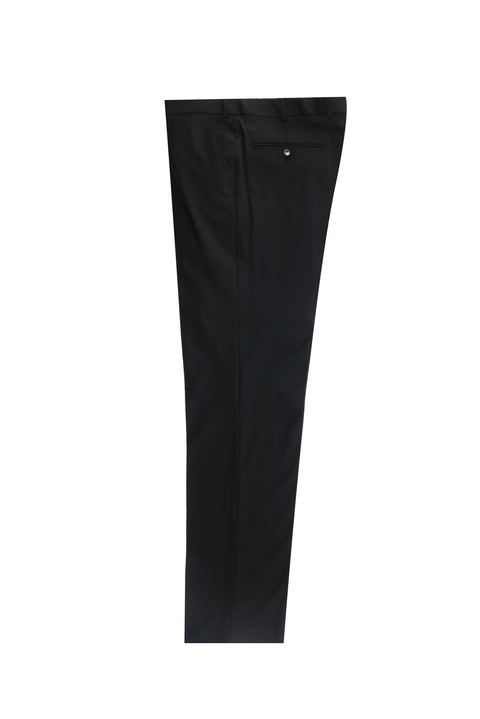 Siyah 7 Drop Slim Fit Dar Kesim Yünlü Klasik Kumaş Pantolon